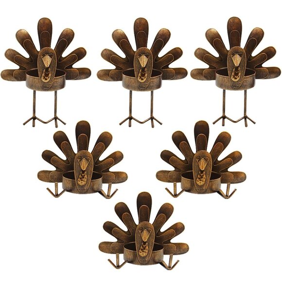 6 Pk Metal Turkey Tealight Holders - NWOT - Picture 1 of 2